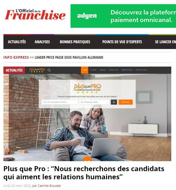 Article sur Plus que PRO dans L'Officiel de la Franchise